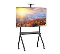 Motorized Mobile TV Stand with Locking Wheels Adjustable for 55-120 Inch Flat Panel TVs Portable Swivel Floor TV Cart with Pen Drive Unit Perfect for Home & Office Use