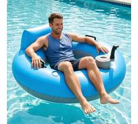 Motorized Pool Float, 50W Electric Inflatable Pool Lounger for Adults, 42 x 42 in Powered Swimming Ring, 4500mAh Battery, Cup Holder, River Run Tube for Lake Pool, Summer and Vacations