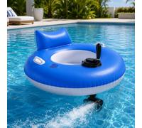 Motorized Pool Floats for Adults, Rechargeable Inflatable Pool Lounger with 5200mAh Battery, 360° Joystick Control, Single or Dual Propeller, Backrest, Cup Holder, 330 lb Capacity A