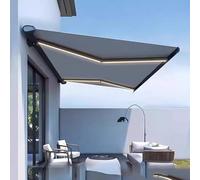 Motorized Retractable Patio Awning with Remote Control, Waterproof Fabric for Outdoor Sun Protection and Shelter