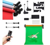 Motorized Roller Background Support System Kit, Electric Wall Ceiling Mount Backdrop Holder with Remote Control, 2/3/4/6 Rollers Floor-standing Background Stand for Photo Studio(2 Roller)