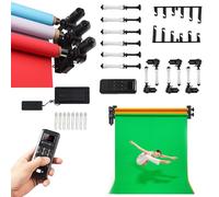 Motorized Roller Background Support System Kit, Electric Wall Ceiling Mount Backdrop Holder with Remote Control, 2/3/4/6 Rollers Floor-standing Background Stand for Photo Studio(6 Roller)