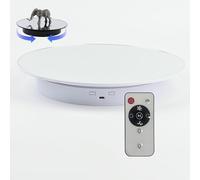 Motorized Rotating Display Stand Turn Table with Remote Control, 12.6 Inches Mirrored Electric Rotating Turntable, for Products, Model Photo or Video(White)