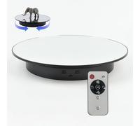 Motorized Rotating Display Stand Turn Table with Remote Control, 12.6 Inches Mirrored Electric Rotating Turntable, for Products, Model Photo or Video(Black)