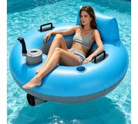 Motorized Tubes Floating,Motorized Pool Float,Electric Inflatable Pool Lounger with Rechargeable Battery,360 Degree Water Movement,Cup Holder,Adult River Run Tube For Lake Holiday Trips