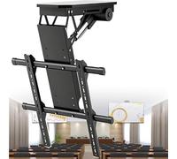 Motorized TV Bracket with Remote Control and Memory Function, 0-85° Angle Adjustment, Flip Down Ceiling Mount for 50-90 Inch Screens, Supports Up to 80kg