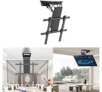 Motorized TV Mount, Adjustable Ceiling Bracket for 50-90 Inch Monitors, Remote Control with Memory Settings, Wall-Mounted Support for Home Theater and Office Use