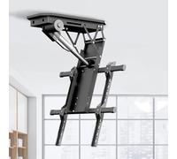 Motorized TV Mount - Electric Ceiling Bracket with Remote Control, Adjustable 0-85° Flip Down Design for 50-90 Inch TVs, Easy Installation and Use