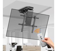 Motorized TV Mount, Electric Drop Down TV Lift with Remote Control, 0-85° Flip Down for Pitched Ceilings, Telescopic Auto Lift System for Home Theater