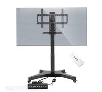 Motorized TV Mount on Wheels, Mobile LCD Stand Cart with Electric Dual Remote Control and Memory Function, Universal for 32-75 Inch Screens