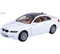 BMW M3 Coupe in white with carbon fibre effect roof, 1:24 scale model, Motormax