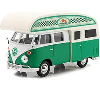 Motormax Volkswagen Type 2 (T1) Camper Van Green and White Outdoor Camping Explore The Forest 1/24 Diecast Model Car