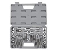 MotorMinds 40 Piece SAE Tap and Die Set 4 to 1/2 Inch Alloy Steel UNC Cool UNF-FINE NPT Threads Threading Tool Kit
