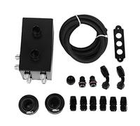 MotorMinds Oil Catch Can Kit 6 Port Universal High Performance Black Car Engine Modification Accessory Breather Box Fuel Tank