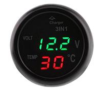 MotorMinds USB Cigarette Lighter Adapter, Car Truck 3in1 Dual LED Digital Display Voltmeter Thermometer Cigarette Lighter USB CarCharger (green+red)