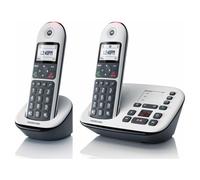 Motorola Cd5012 Twin Big Button Dect With Answer Machine - Hac And Amplified Ring Tone, White