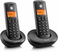 Motorola E202 Cordless Landline House Phone, Home Phone, Nuisance Call Blocking, Do Not Disturb Button, Amber Backlit Display, Twin Handset Pack
