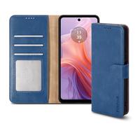 (Motorola E14, Blue) For Motorola Moto E14 / G04 Leather Book Flip Wallet Case
