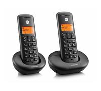 Motorola E202 Cordless Landline House Phone, Home Phone, Nuisance Call Blocking, Do Not Disturb Button, Amber Backlit Display, Twin Handset Pack