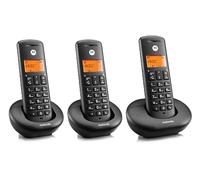 Motorola E202 Cordless Landline House Phone, Home Phone, Nuisance Call Blocking, Do Not Disturb Button, Amber Backlit Display, Trio Handset Pack