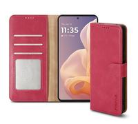 (Motorola Edge 50 Fusion, Pink) For Motorola Moto Edge 50 Fusion Leather Book Flip Wallet Case