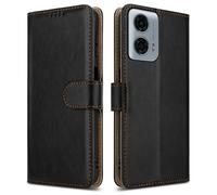 (Motorola G24, Black) For Motorola Moto G24 / G04 / E14 Leather Book Flip Wallet Case