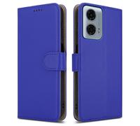 (Motorola G24, Blue) For Motorola Moto G24 / G04 / E14 Leather Book Flip Wallet Case