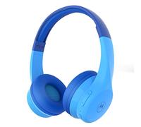 Motorola Moto JR300 Bluetooth Kids Headphones with Mic - Lightweight Over Ear Headphones for Kids, 85dB Volume Limiter, Audio Splitter for Sharing - Great for School, Travel, Gaming - Blue