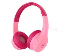 Motorola Moto JR300 Bluetooth Kids Headphones with Mic - Lightweight Over Ear Headphones for Kids, 85dB Volume Limiter, Audio Splitter for Sharing - Great for School, Travel, Gaming - Pink
