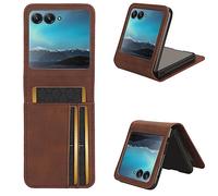 Motorola Moto Razr 40 Ultra Phone Case, Premium Leather Folio Flip Wallet Cover with Credit Card Pocket ID Slots Magnetic Stand Shockproof Protective Cover Case for Motorola Moto Razr 40 Ultra, Brown