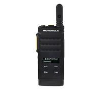 Motorola SL2600 UHF Slim two-way radio with a recessed screen and a touch interface.