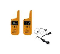 Motorola T72 Twin Pack with 2 Bodyguard Kits Robust, license-free radio with IP54 protection against dust and water splashes.