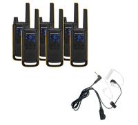 Motorola T82 Extreme Six Pack + Bodyguard Kits Licence-free, IPX4 and robust two-way radios, with accessories and carry case