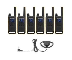 Motorola T82 Extreme Six Pack + D Shaped Ear Pieces IPX4 rated two-way radio, perfect for your next adventure