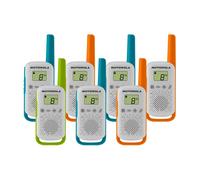 Motorola Solution T42 Quad Talkabout PMR446 2-Way Walkie Talkie Portable Radio’s (One Pack of 4), Blue and Orange