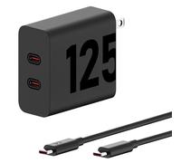 Motorola TurboPower 125W Duo Charger + 6.5A e-Marked 3.3ft USB-C Cable | TurboPower GaN PPS Dual Port Charger for Motorola Razr Fold, Razr Ultra/Plus, Motorola Edge/Edge+, Moto G Stylus