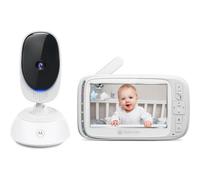 Motorola VM75 5” Video Baby Monitor - White | Large Colour Display, Infrared Night Vision, Remote Pan & Tilt, 2-Way Audio & Room Temperature Monitoring, New