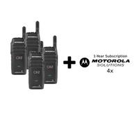 Motorola Wave TLK100 with Charger Quad Pack + 1 Year Subscription Quad pack two-way radio with added subscriptions