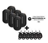 Motorola Wave TLK24 Wi-Fi Six Pack + 1 Year Subscription + 6-Way Charger Six compact Wi-Fi push-to-talk radios with WAVE PTX, 1-year subscriptions and