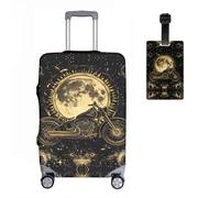 Motorradss Elastic Suitcase Protective Cover + Luggage Tag Set of 2 Suitcase Cover Luggage Cover Luggage Cover Washable Print Luggage Cover 18-32 Inches, R1, M(22-24in), Suitcase cover
