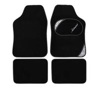 Motorsport Universal PVC Backed Car Mat Set, Black/Silver, 4 Pieces