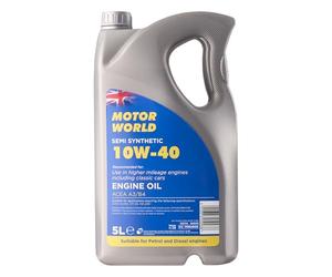 MOTORWORLD Semi Synthetic A3/B4 Engine Oil 10W-40 - High-Performance Semi Synthetic Motor Oil for Petrol & Diesel Engines, ACEA A3 B4 Approved - 5L