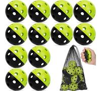 Mototo 12/30/60 Practice Baseballs for Hitting, 2.8 Inch Plastic Soft Baseballs for Practice Lightweight Soft Ball Hollow Training Softball for Sport Pitching Batting (12 PCS, Half Green Black)