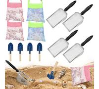 Mototo 12 Pack Beach Sand Toys Set with 4 Mesh Shovel 4 Mesh Seashell Bag 4x Small Shovel Sand Scooper Shark Tooth Sifter Dipper Seashell Collecting Bag Beach Toy Tool Kit For Shell Collecting Outdoor