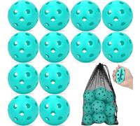 Mototo 12 PCS Practice Baseballs for Hitting, 2.8 Inch Plastic Soft Baseballs for Practice Lightweight Soft Ball Hollow Training Softball for Sport Pitching Batting, Light Lake Blue