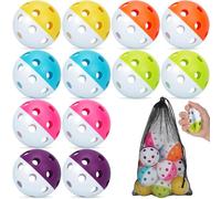 Mototo 12PCS Practice Baseballs for Hitting, 2.8 Inch Plastic Soft Baseballs for Practice Lightweight Soft Ball Hollow Training Softball for Sport Pitching Batting, Bicolor