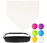 Mototo Rollable Baseball Base for Yard Practice Kit, 1 Baseball Home Plate Rubber Base with 6 Colors Practice Soft Balls & Black Storage Bag, Throw Down Home Plate for Backyard, School Kickball, Tball
