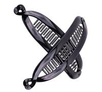 Mototrendz® 2 pcs Black Plain Banana Hair Clips, 6 Inch Large Jumbo Ponytail Holders Ring Comb Twist Claw Hair Grip Girls Women Up Do Accessories