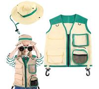 MOTOULAX 2 Pack Outdoor Suit with Charging Chargers and Hat for Insect Explorer Zookeeper Park Ranger Green