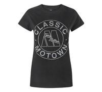 Motown Records Womens Classic Embellished Logo Crew Neck Short-Sleeved Cotton T-Shirt Black S